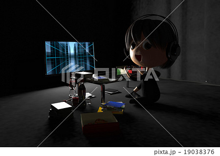 ゲーム テレビゲーム 女性 1人のイラスト素材