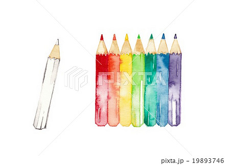 色鉛筆 画材 文房具 虹色のイラスト素材