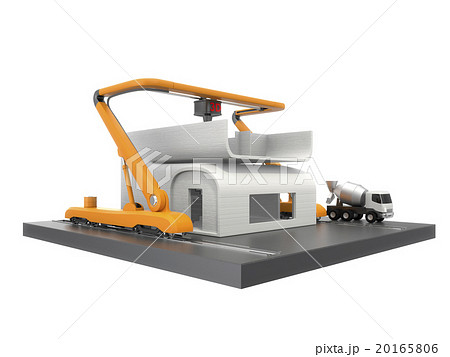 水彩画 生コン製造工場画