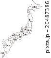 手書きの日本地図イメージ 黒のイラスト素材 4873