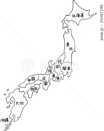 線画 手書き ベクター 日本地図のイラスト素材 Pixta