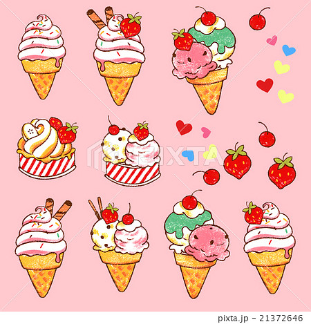アイスクリーム ソフトクリーム アイス 洋菓子のイラスト素材