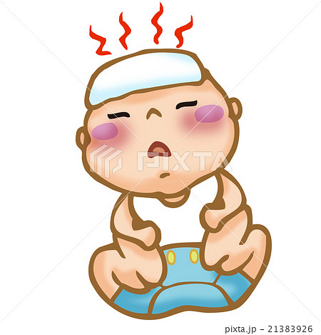 赤ちゃん 病気 発熱 赤ん坊のイラスト素材