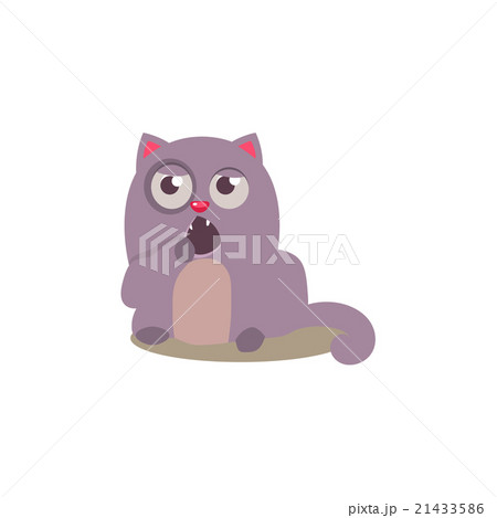 猫 あくび かわいい ネコのイラスト素材