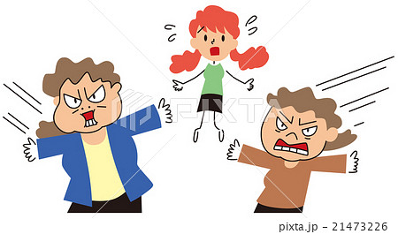 必要以上に女の子を守るおばさんのイラスト素材