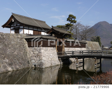 松代城 堀 石垣 塀の写真素材