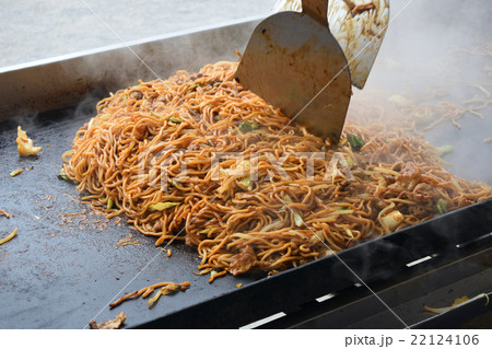 食べ物 鉄板 そば 焼きそばの写真素材