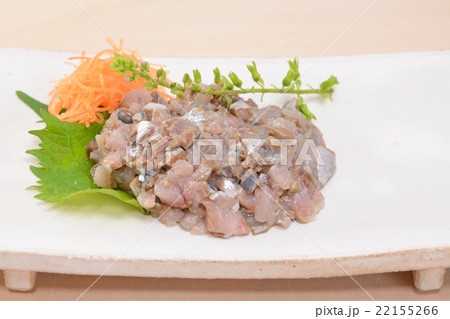 イワシ たたき 食べ物 料理の写真素材
