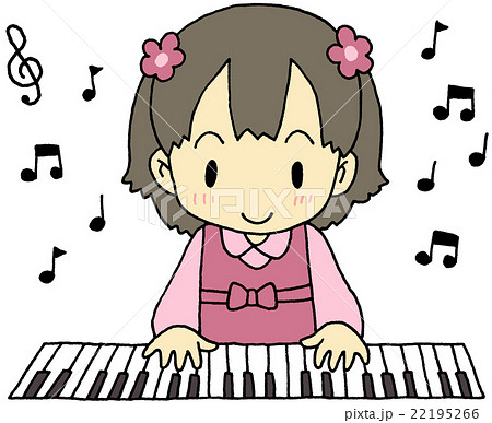 ピアノ 女の子 弾く 演奏のイラスト素材
