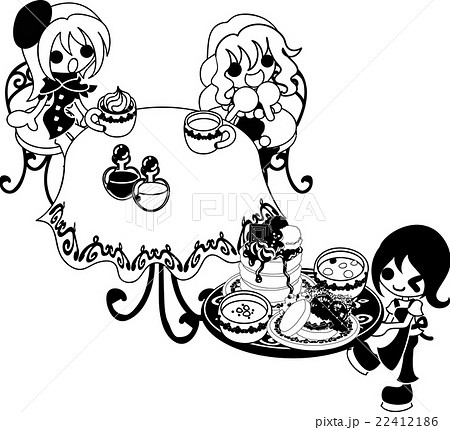 ベクター かわいい トレイ 配膳のイラスト素材