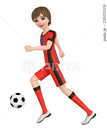 蹴る サッカーボールのイラスト素材