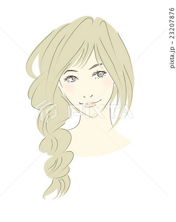 三つ編み ヘアアレンジ イラスト メイクのイラスト素材