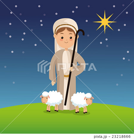 羊飼い メリークリスマス ベクトル 聖人のイラスト素材