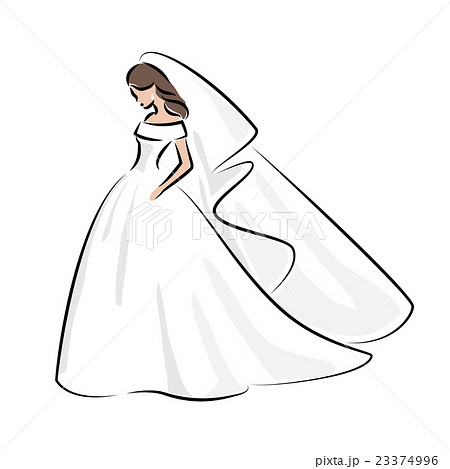 ウェディング ドレス 新婦 花嫁のイラスト素材