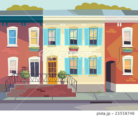 家の前の自転車 赤色の写真素材