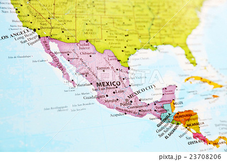 世界地図 地図 メキシコ 英語の写真素材