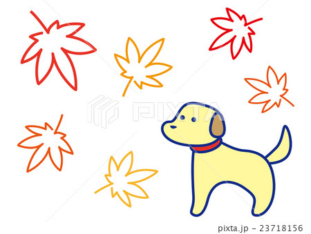 動物 犬 秋 紅葉のイラスト素材 - PIXTA