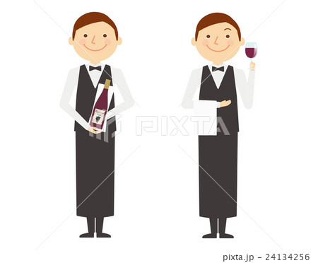 ソムリエ 男性 給仕 ワインのイラスト素材
