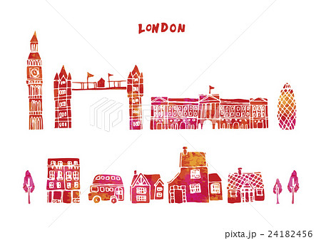 イギリス ロンドン 町並み 街のイラスト素材