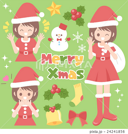 サンタクロース 女の子 クリスマス デフォルメのイラスト素材 Pixta