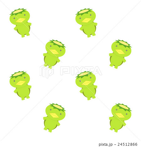 河童 かわいい イラスト 緑色の写真素材