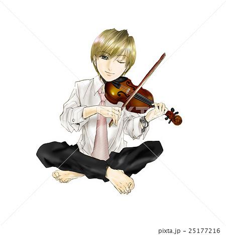 ヴァイオリン バイオリン 弾く ネクタイの写真素材