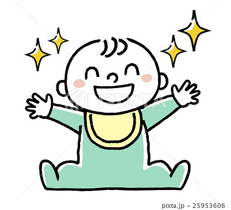 新生児 赤ちゃん ０ １歳 笑うのイラスト素材