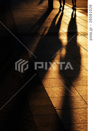 影法師 夕方の写真素材