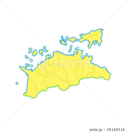 香川県 地図 白地 小豆島のイラスト素材
