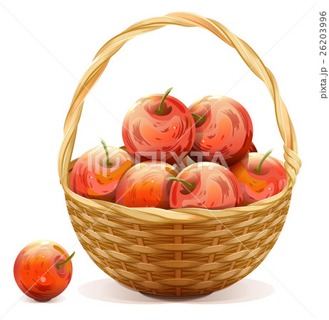 りんご かご 林檎 バスケットのイラスト素材