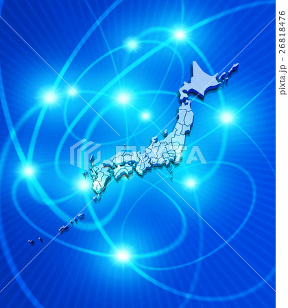 日本地図 インターネット 都道府県 光回線の写真素材