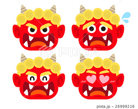 鬼 赤鬼 オニ 怖いのイラスト素材