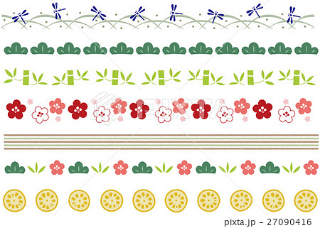 和柄 梅 ボーダー 背景素材のイラスト素材