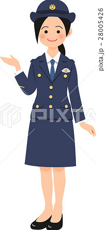 女性警察官 警察 警察官 制帽のイラスト素材
