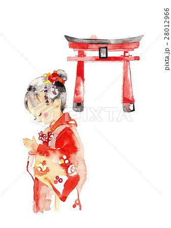 七五三 着物 水彩画 子供のイラスト素材 - PIXTA