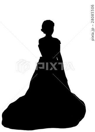 結婚 ウェディング ウェディングドレス シルエットのイラスト素材