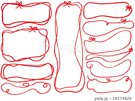 毛糸 手芸 赤い糸 フレームのイラスト素材