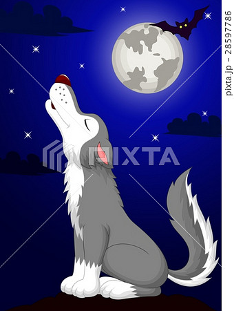 おおかみ オオカミ 狼 遠吠えのイラスト素材