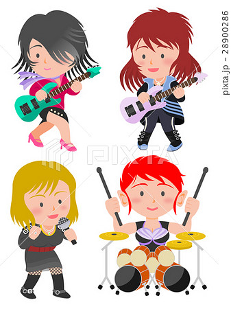 ガールズバンド ロック 女性 ロックバンドの写真素材
