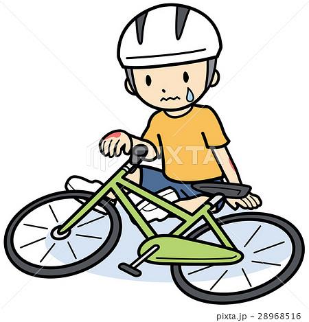 事故 自転車 転倒 子供のイラスト素材