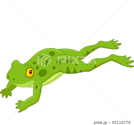 かえる 蛙 カエル ジャンプのイラスト素材 Pixta