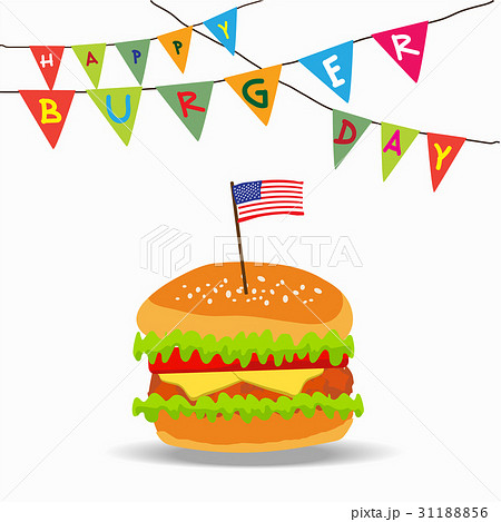 アメリカ国旗 ハンバーガー バーガー 料理のイラスト素材
