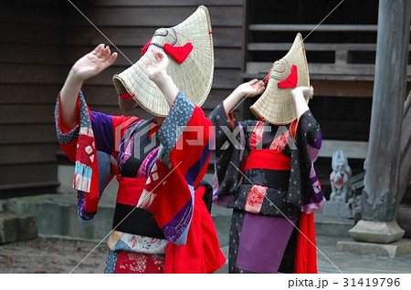 鳥追い笠の写真素材