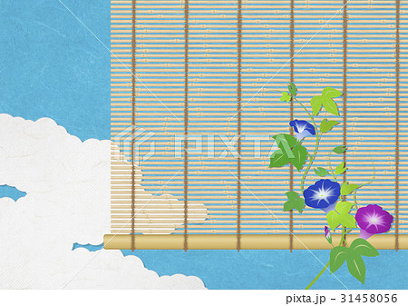 簾 朝顔 夏 和風イメージのイラスト素材