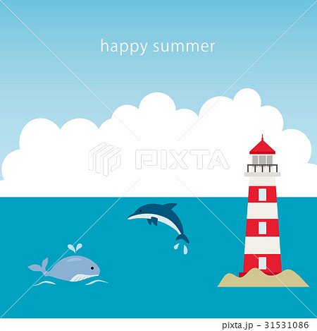 夏 マリン 水色 入道雲のイラスト素材