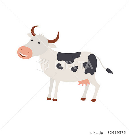 牛 ウシ かわいい イラストの写真素材