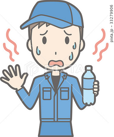 水分補給 ベクター 作業員 男性のイラスト素材