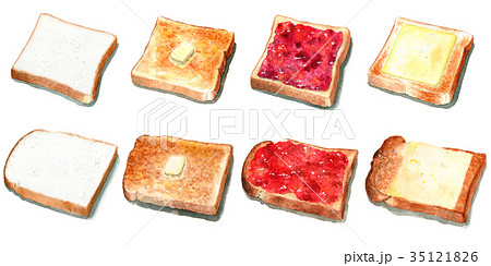 食パン トースト パン 水彩のイラスト素材