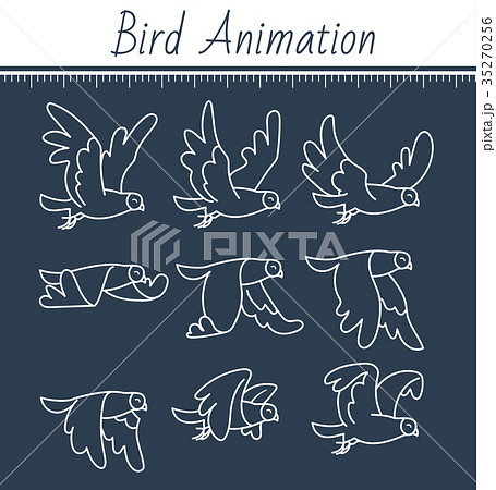 アニメーション 鳥 ベクトル 飛ぶのイラスト素材