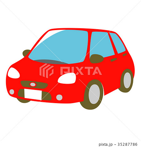 乗り物 白背景 停車 自動車 赤 イラスト 車 赤い車のイラスト素材